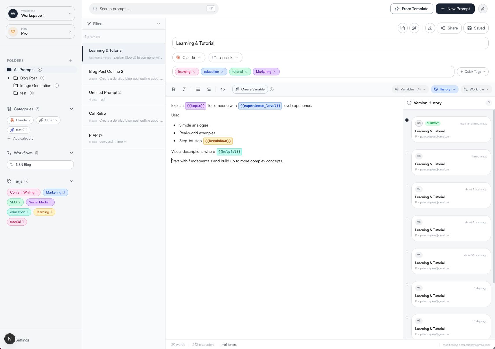 ManagePrompts Dashboard